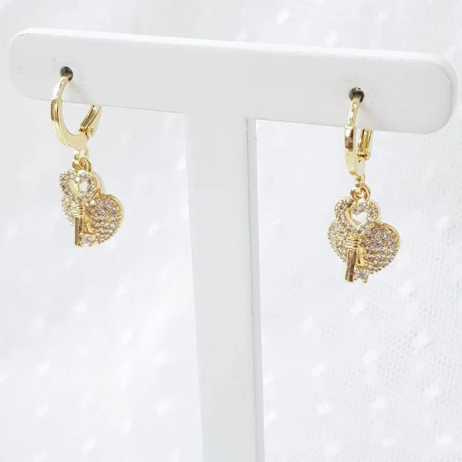 ARGOLINHA PG CADEADO DE CORACAO COM CHAVE CRAV|BANHADO EM OURO 18K