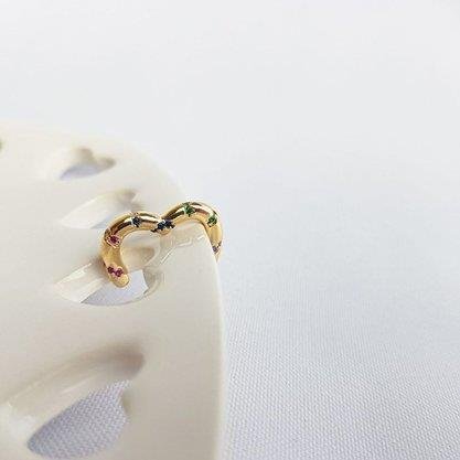 PIERCING FAKE CORACAO COM ZIRCONIA COLOR| 2,2CM|BANHADO EM OURO 18K