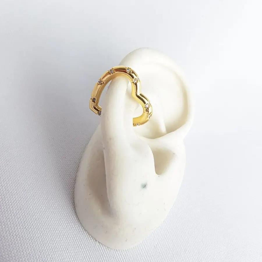 PIERCING CORACAO CRAV ZIRC INCOLOR| 2,2CM|BANHADO EM OURO 18K