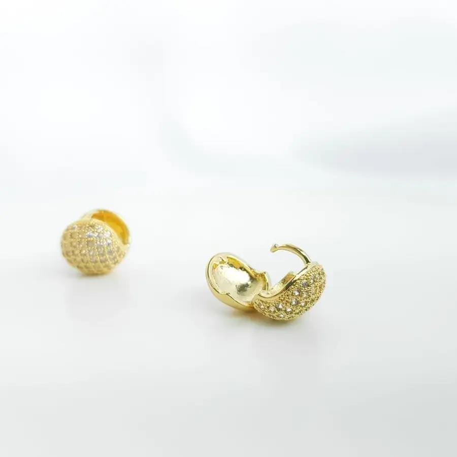 ARGOLA ARTICULADA REDONDA CRAVEJADA|1,2CM|BANHADO EM OURO 18K