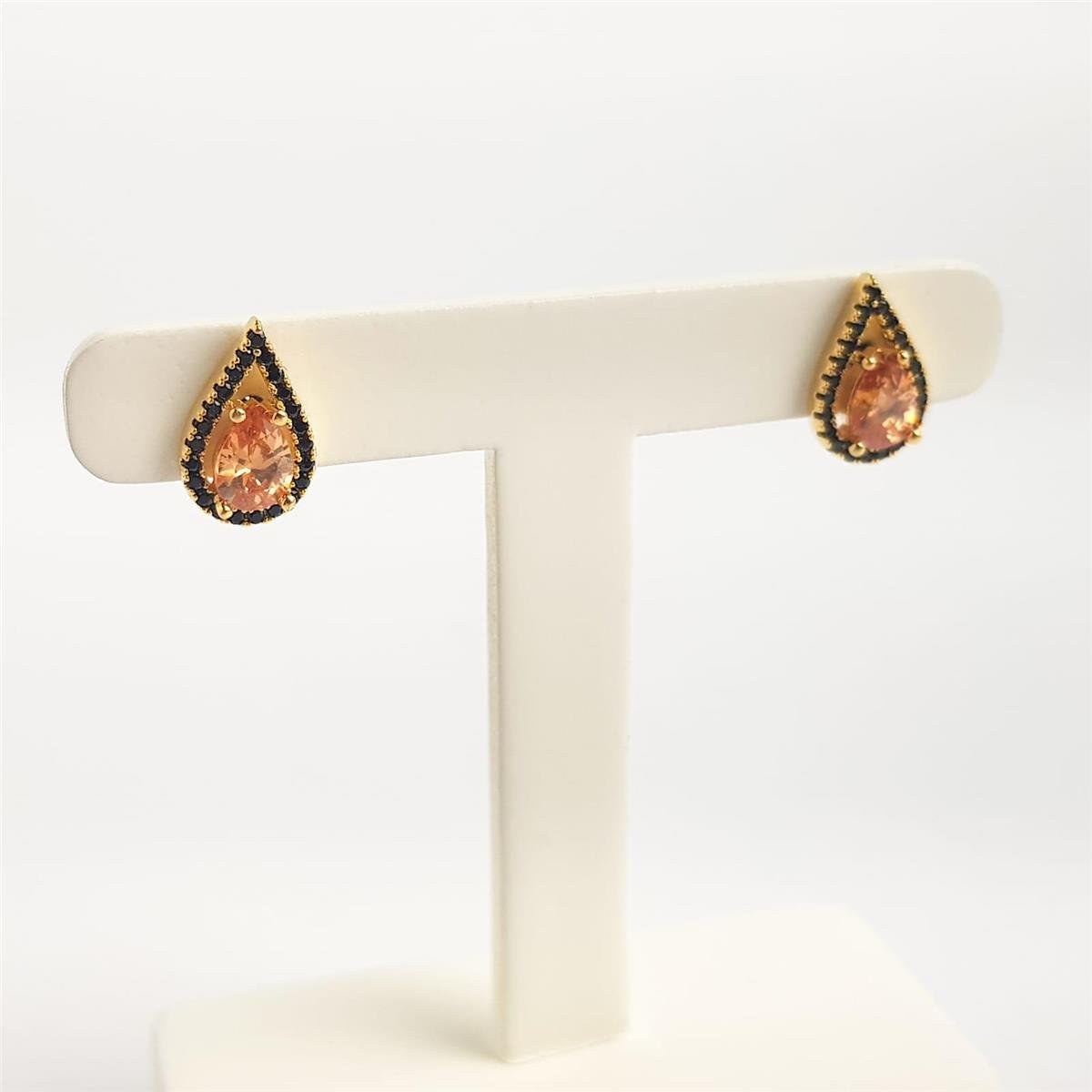 BRINCO GOTA COLORIDA COM RÓDIO NEGRO | BANHADO EM OURO 18K