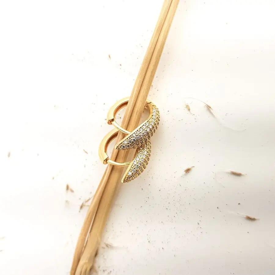 ARGOLA SNAKE CRAVEJADO CRISTAL|2,2CM|BANHADO EM OURO 18K