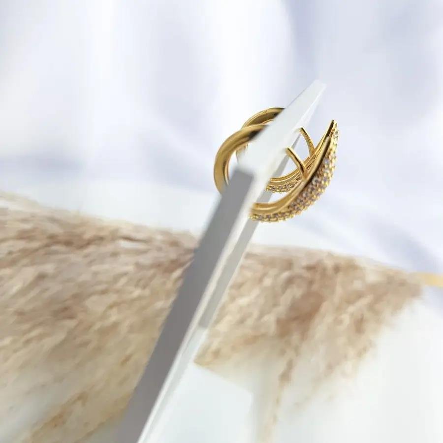 ARGOLA SNAKE CRAVEJADO CRISTAL|2,2CM|BANHADO EM OURO 18K