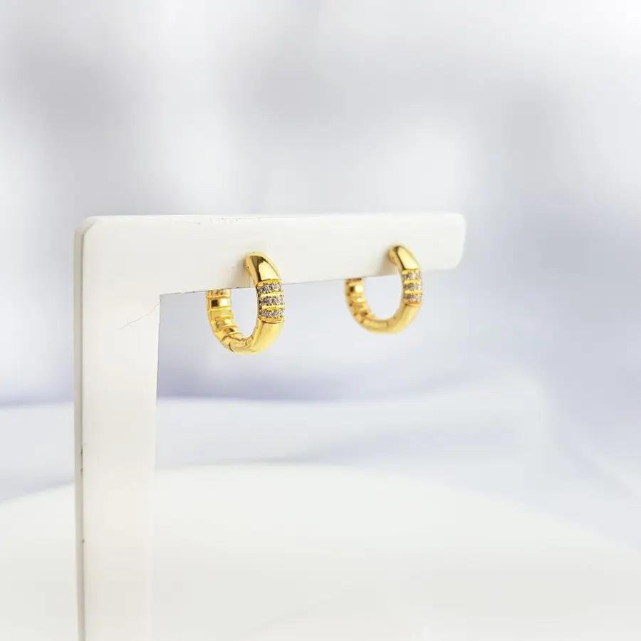 ARGOLA 3 LINHAS CRAVEJADAS E INTERIOR COM FILETES|BANHADO EM OURO 18K