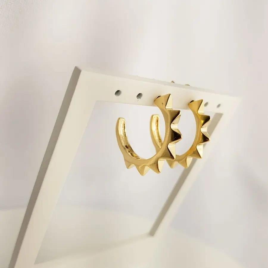 ARGOLA SPIKE DOURADO |2,2CM|BANHADO EM OURO 18K