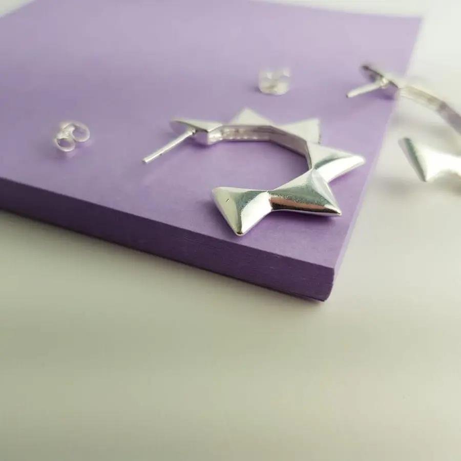 ARGOLA ESTRELA|3CM| BANHO DE PRATA