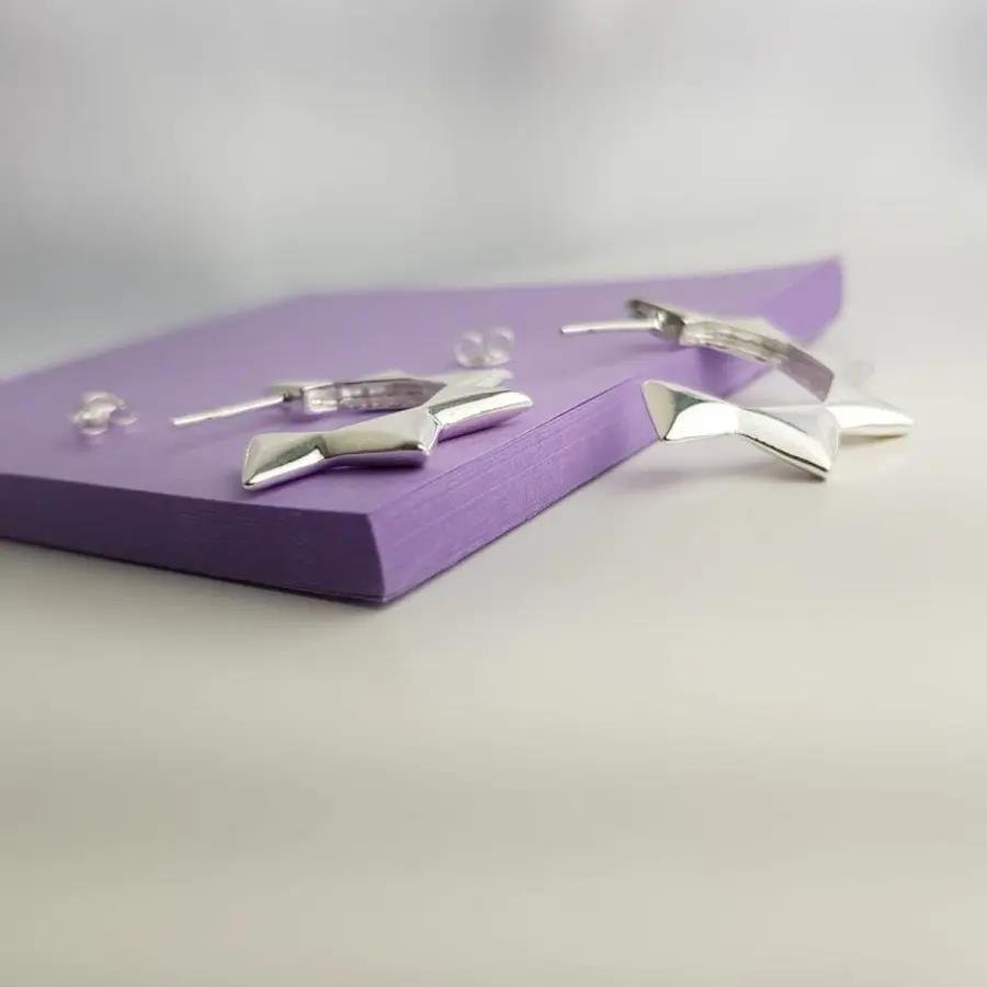 ARGOLA ESTRELA|3CM| BANHO DE PRATA