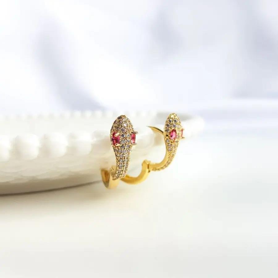 ARGOLA CLICK DE COBRA CRAV INCOLOR OLHO COLOR |2CM| BANHADO EM OURO 18K