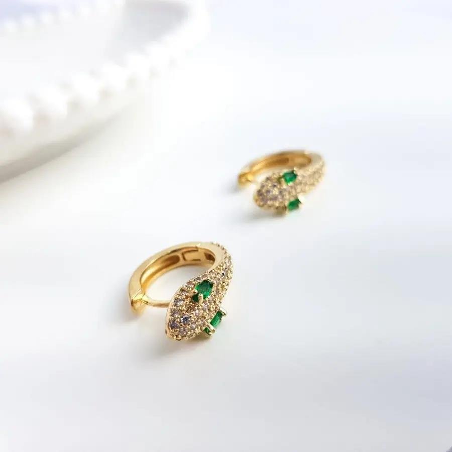 ARGOLA CLICK DE COBRA CRAV INCOLOR OLHO COLOR |2CM| BANHADO EM OURO 18K