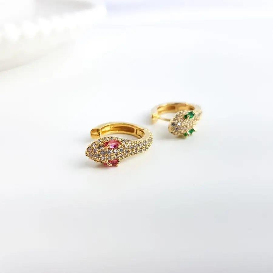 ARGOLA CLICK DE COBRA CRAV INCOLOR OLHO COLOR |2CM| BANHADO EM OURO 18K