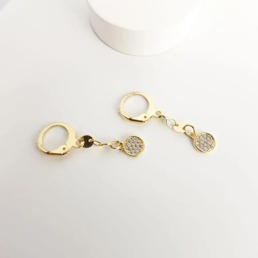 ARGOLA CLICK PENDENTE 2 MINI MEDALHAS LISA/1 CRAV|BANHADO EM OURO 18K