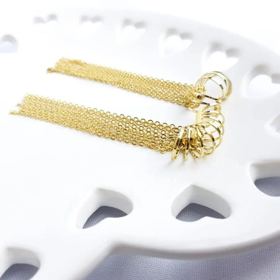 PIERCING FAKE PAR 8 AROS DOURADO COM FRANJA|BANHADO EM OURO 18K