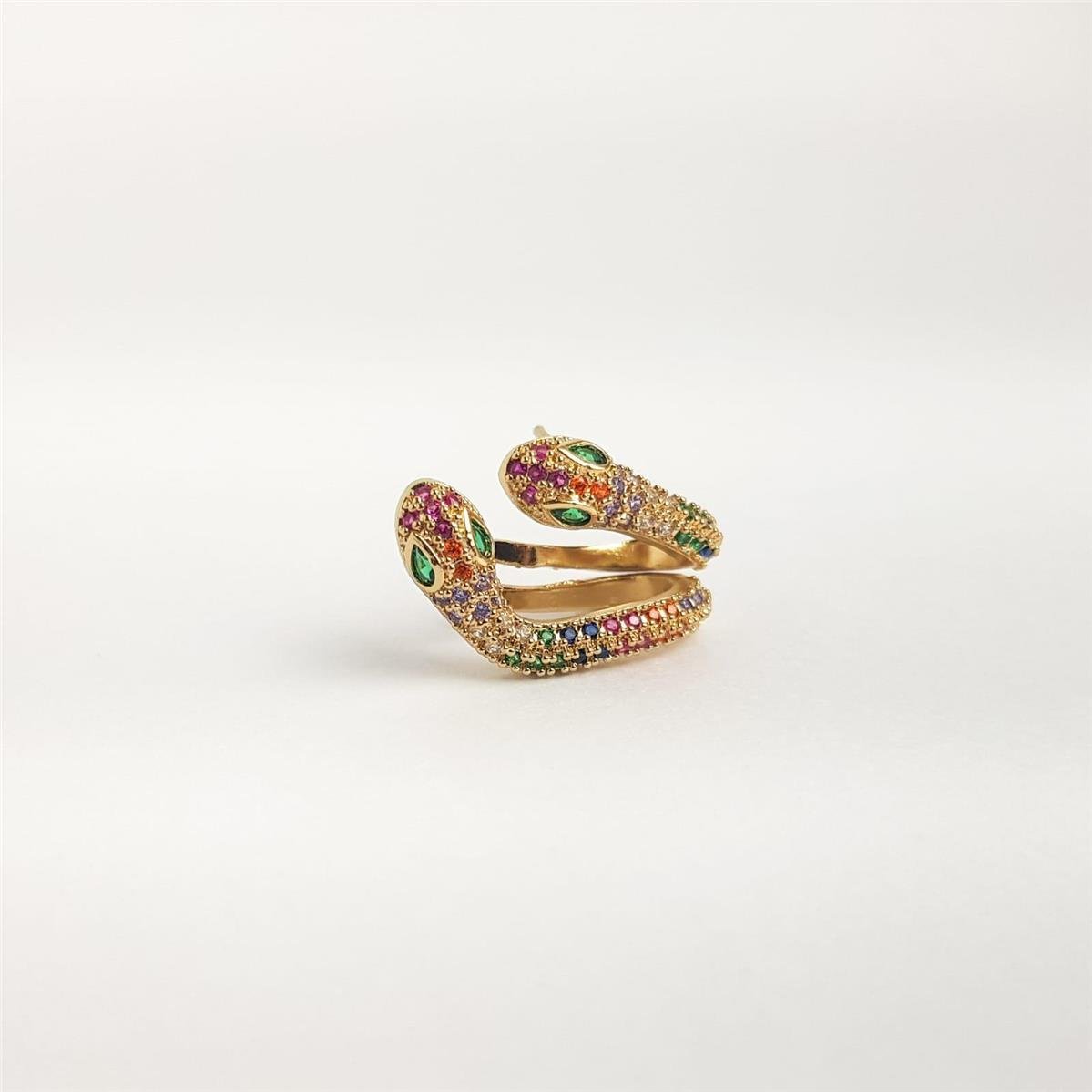 BRINCO COBRA DOURADA TODA CRAVEJADO COLOR 1 LADO SÓ | BANHADO EM OURO 18K