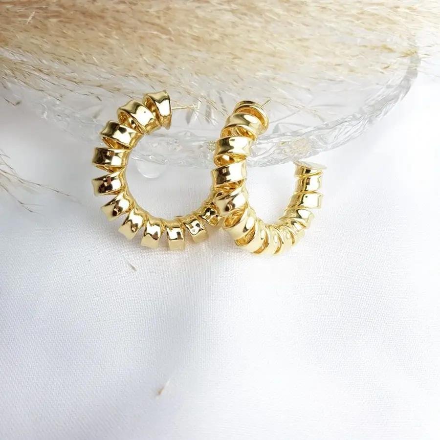 ARGOLA ESPIRAL| 5CM| BANHADO EM OURO 18K