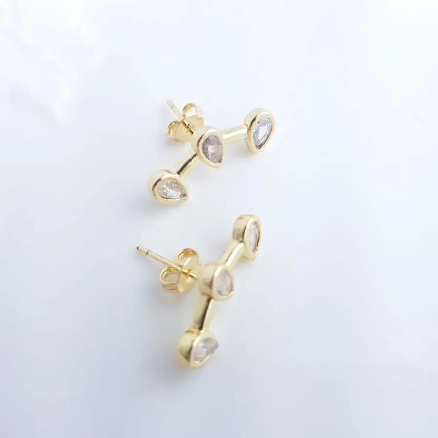 BRINCO EAR HOOK 3 GOTAS FILETE DOURADO REDOR|BANHADO EM OURO 18K