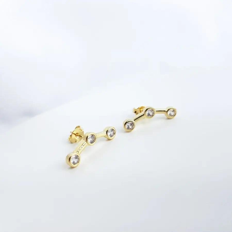 BRINCO EAR HOOK 3PONTO LUZ ZIRCONIA CRISTAL/COLOR|BANHADO EM OURO 18K