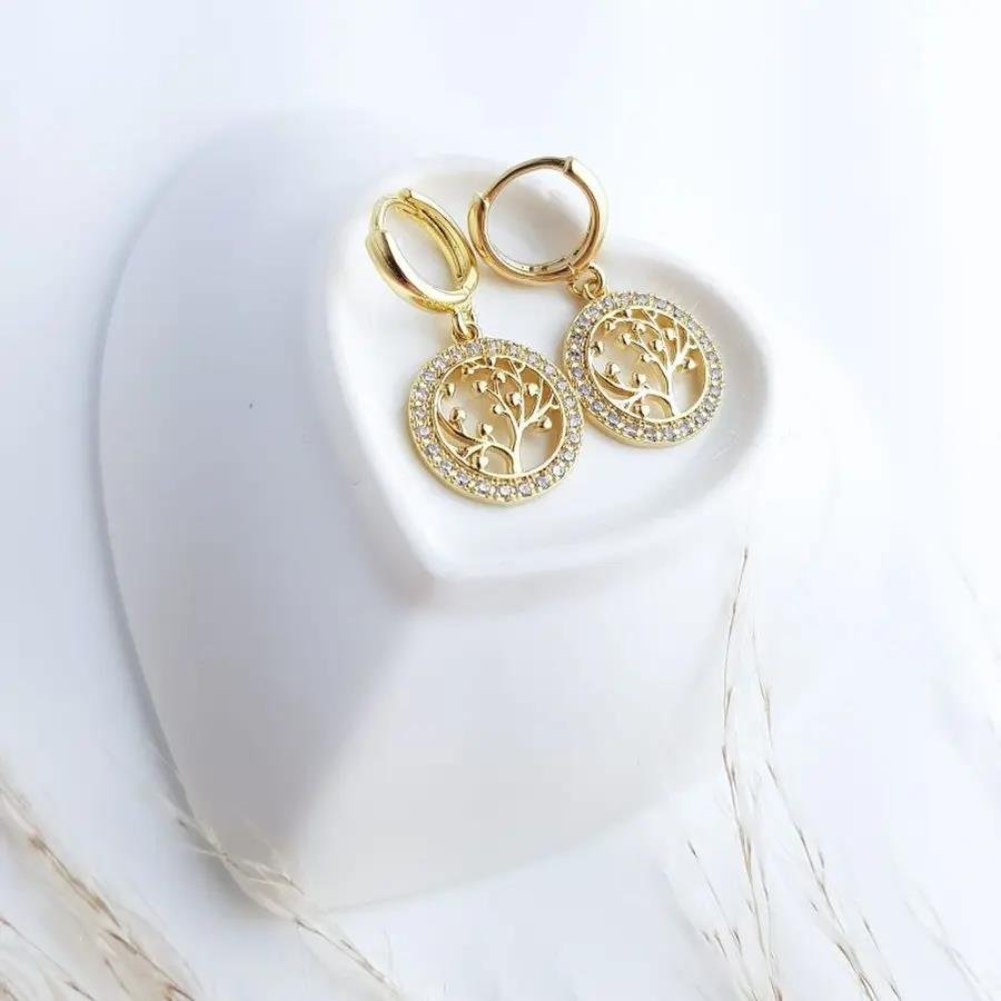 ARGOLA PG ARVORE VAZAD CRAV CRISTAL AO REDOR|1,2CM|BANHADO EM OURO 18K