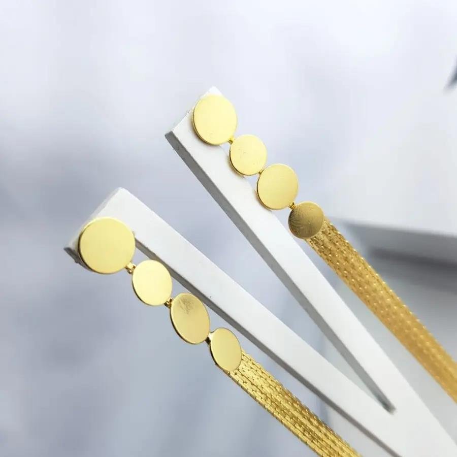 BRINCO BASE 4 CHAPINHA REDONDA LISA C FRANJAS|10CM|BANHADO EM OURO 18K