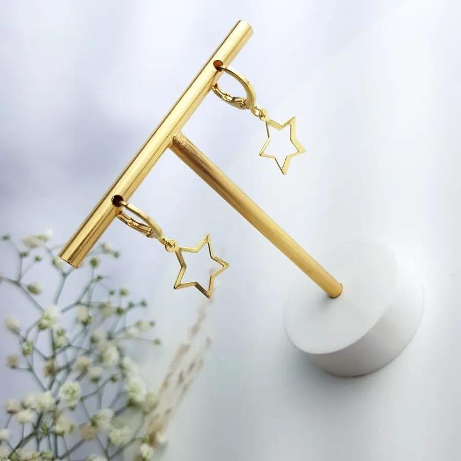 ARGOLA ARTICULADA PG ESTRELA VAZADA|1,3CM|BANHADO EM OURO 18K