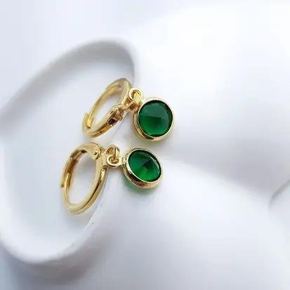 ARGOLA LISA COM PG PONTO LUZ AZUL|BANHADO EM OURO 18K