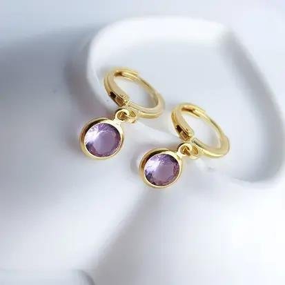 ARGOLA LISA COM PG PONTO LUZ AZUL|BANHADO EM OURO 18K