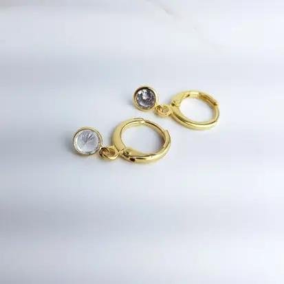 ARGOLA LISA COM PG PONTO LUZ AZUL|BANHADO EM OURO 18K