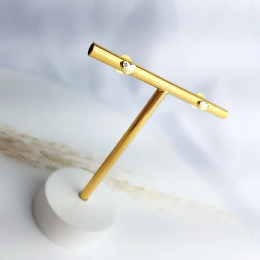 BRINCO CORAÇÃO LISO COM ZIRCÔNIA|BANHADO EM OURO 18K