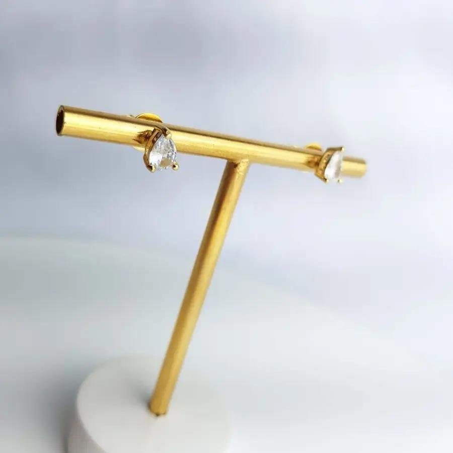 BRINCO PONTO DE LUZ FORMATO GOTA CRISTAL|BANHADO EM OURO 18K