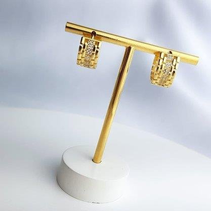 ARGOLA CORRENTARIA COM DETALHE CRAVEJADO|BANHADO EM OURO 18K