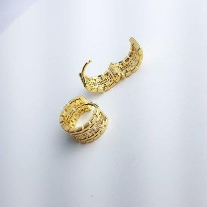 ARGOLA CORRENTARIA COM DETALHE CRAVEJADO|BANHADO EM OURO 18K
