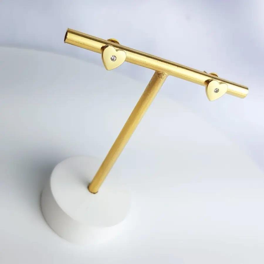 BRINCO CORAÇÃO COM ZIRCÔNIA|BANHADO EM OURO 18K