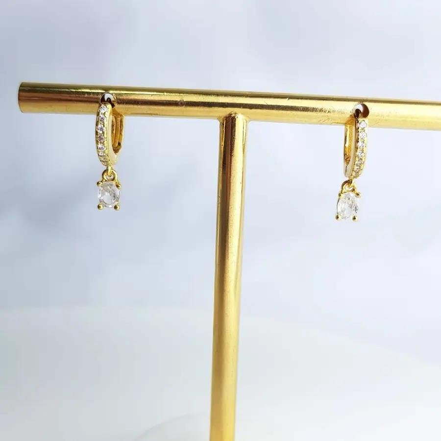 ARGOLA CRAVEJADA PINGENTE PONTO DE LUZ|9MM|BANHADO EM OURO 18K