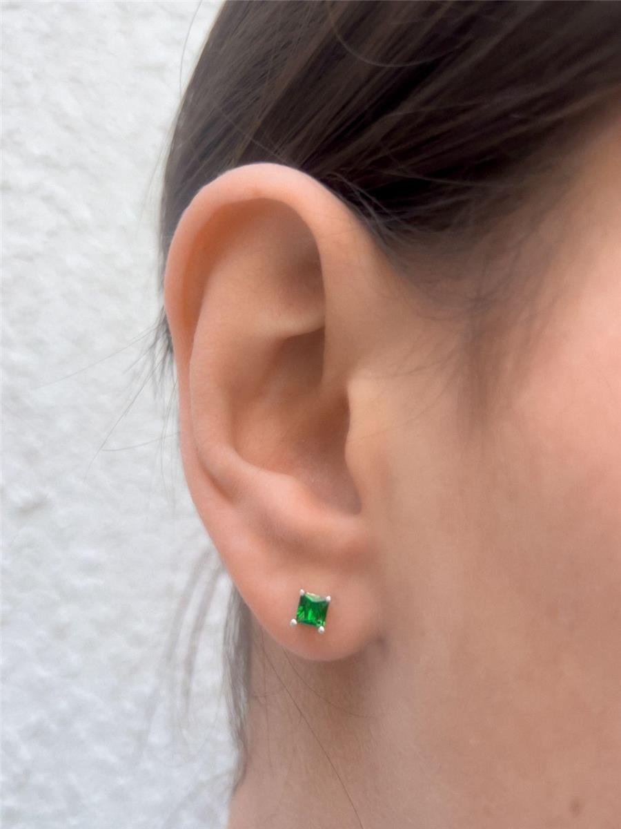 BRINCO 4MM QUADRADO ZIRCÔNIA COLOR | BANHO DE PRATA