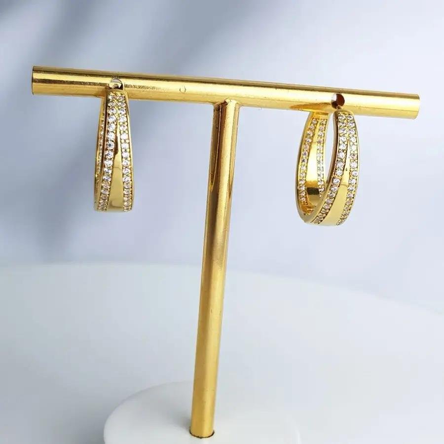 ARGOLA LINHAS CRAVEJADAS|BANHADO EM OURO 18K