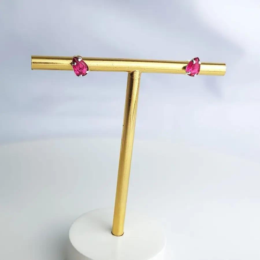 BRINCO EM ZIRCÔNIA GOTA ROSA|PRATA 925