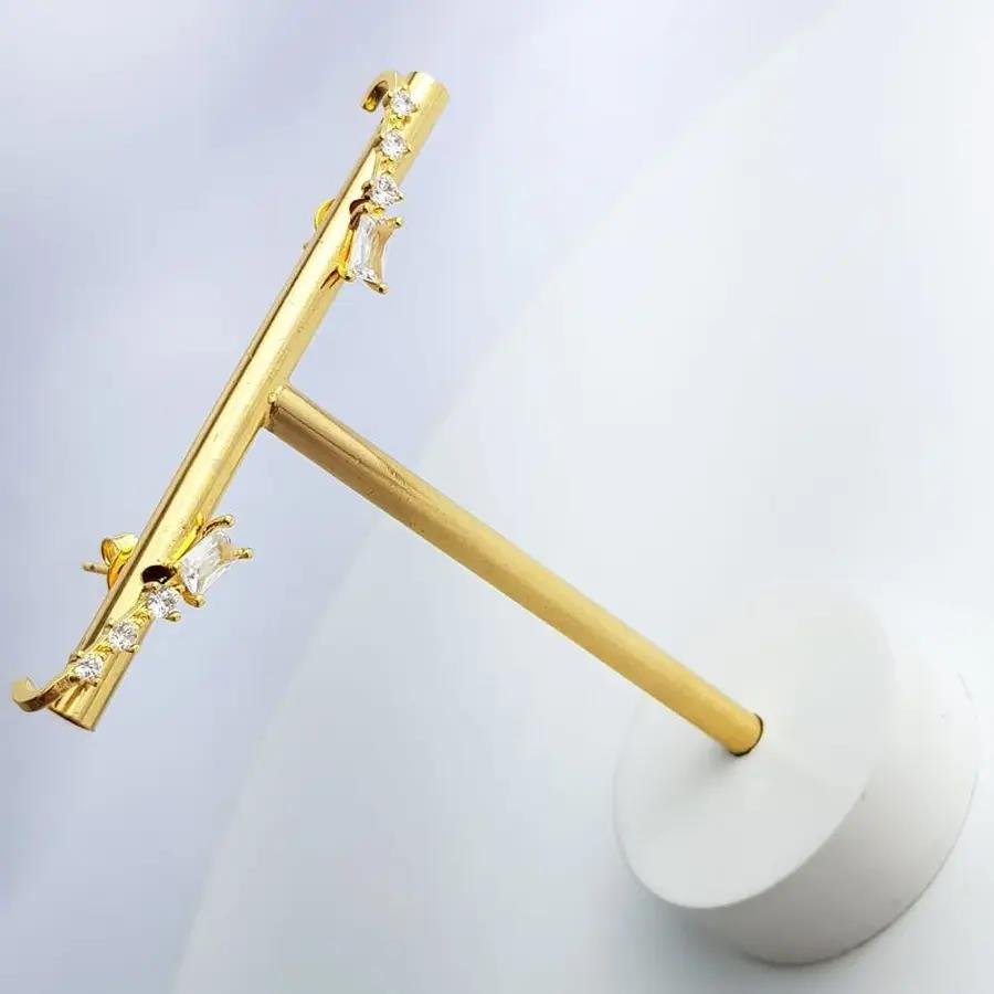 BRINCO EAR HOOK COM ZIRCÔNIA|2CM|BANHADO EM OURO 18K