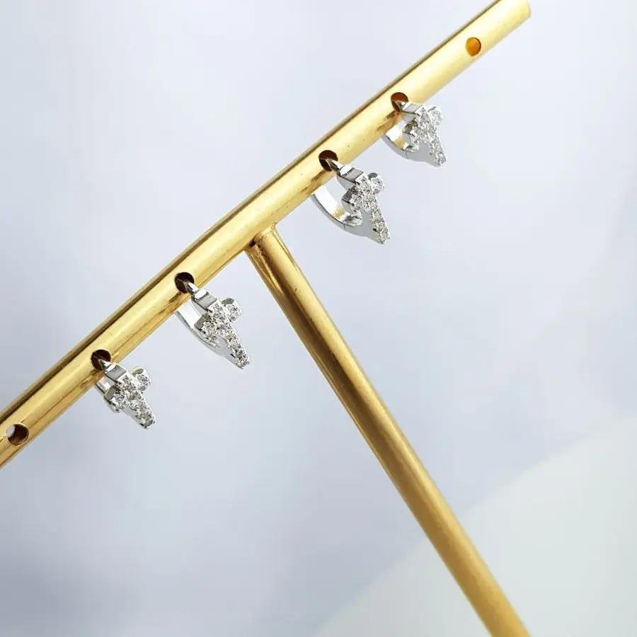 DUPLA ARGOLAS LISAS COM CRUZ CRAV|BANHO DE PRATA