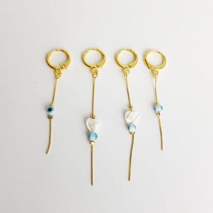 DUPLA ARGOLA CLICK FIO VENEZIANA COM OLHO GREGO|BANHADO EM OURO 18K 