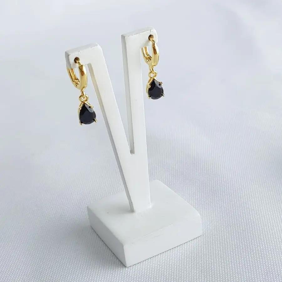 ARGOLA LISA PG GOTA PRETA|1,1CM|BANHADO EM OURO 18K