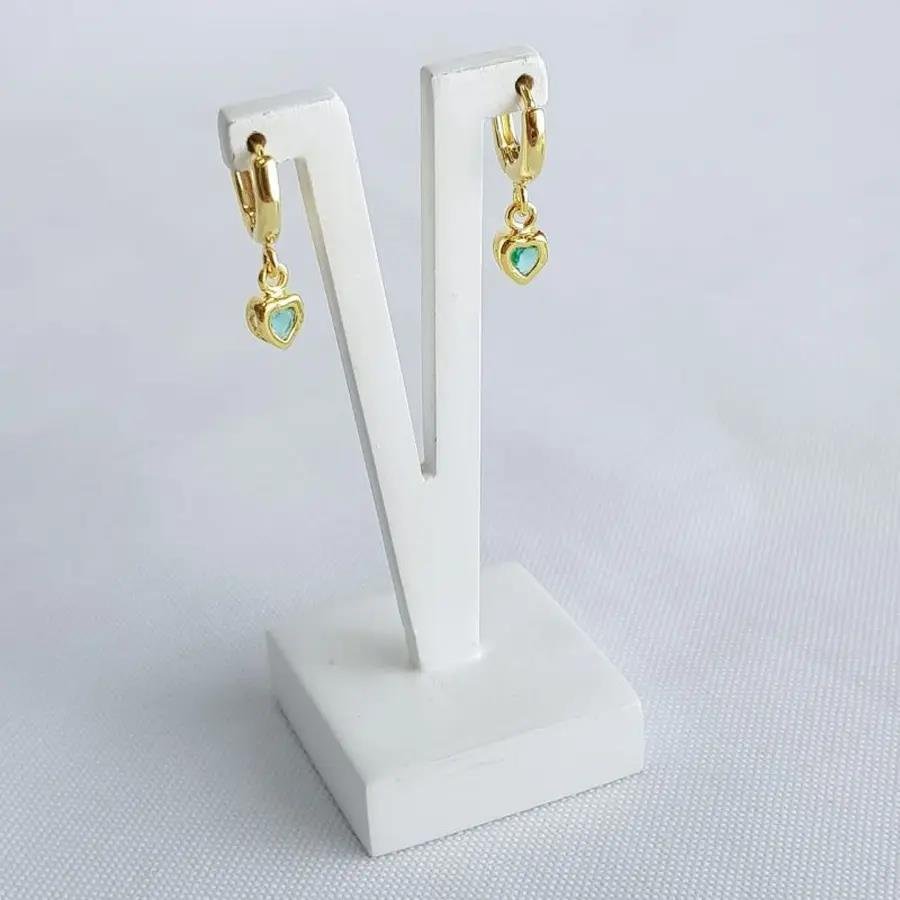 ARGOLA COM PINGENTE CORAÇÃO PEDRA AZUL|BANHADO EM OURO 18K