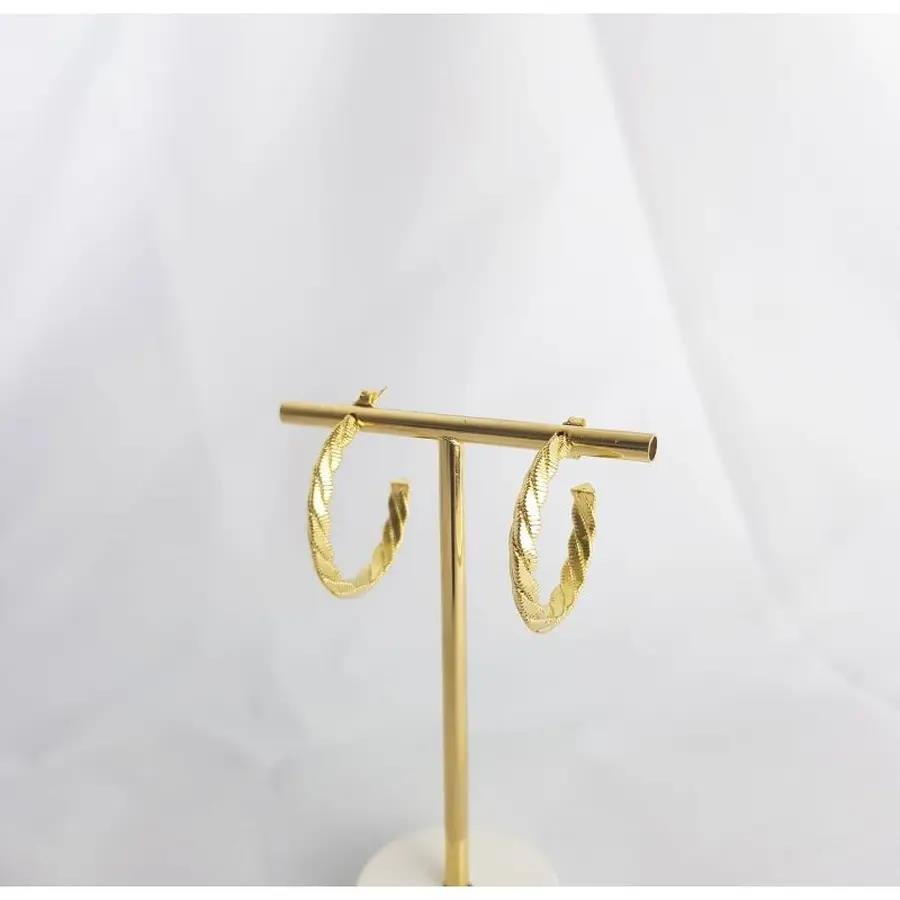 ARGOLA 2 FIOS TRANCADOS| 2,9CM|BANHADO EM OURO 18K 