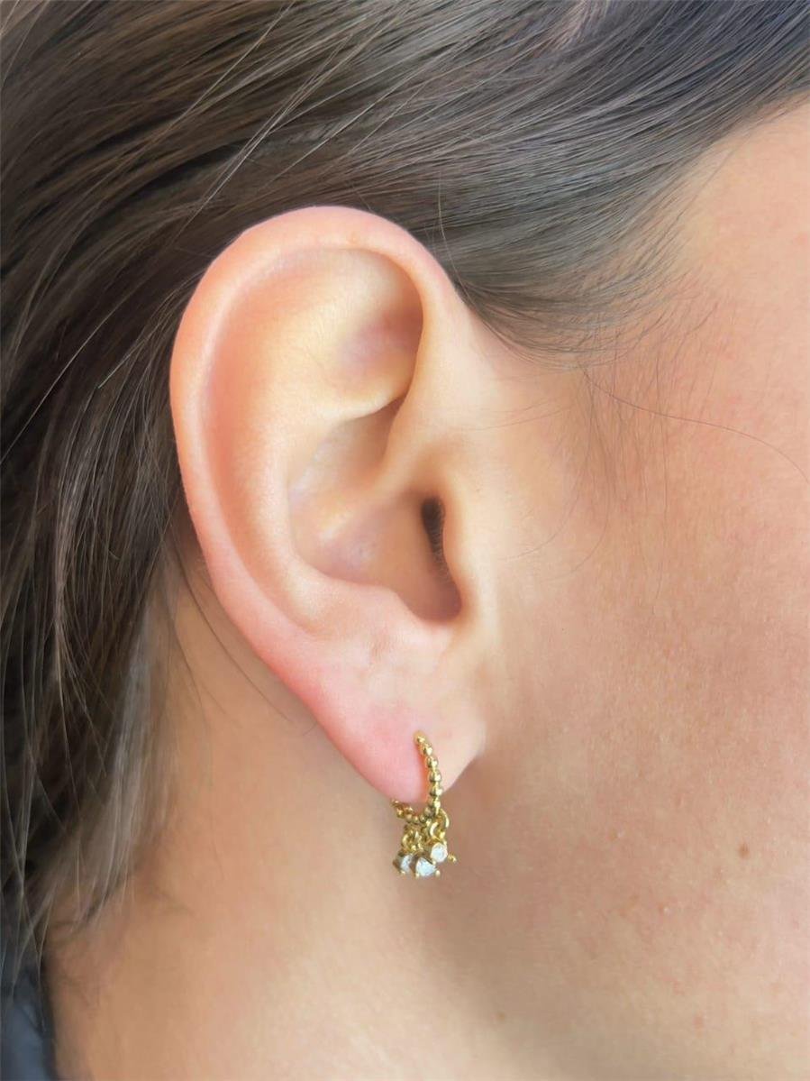 ARGOLA 1,3CM DE BOLINHA COM 3 PG MINI PONTO LUZ | BANHADO EM OURO 18K