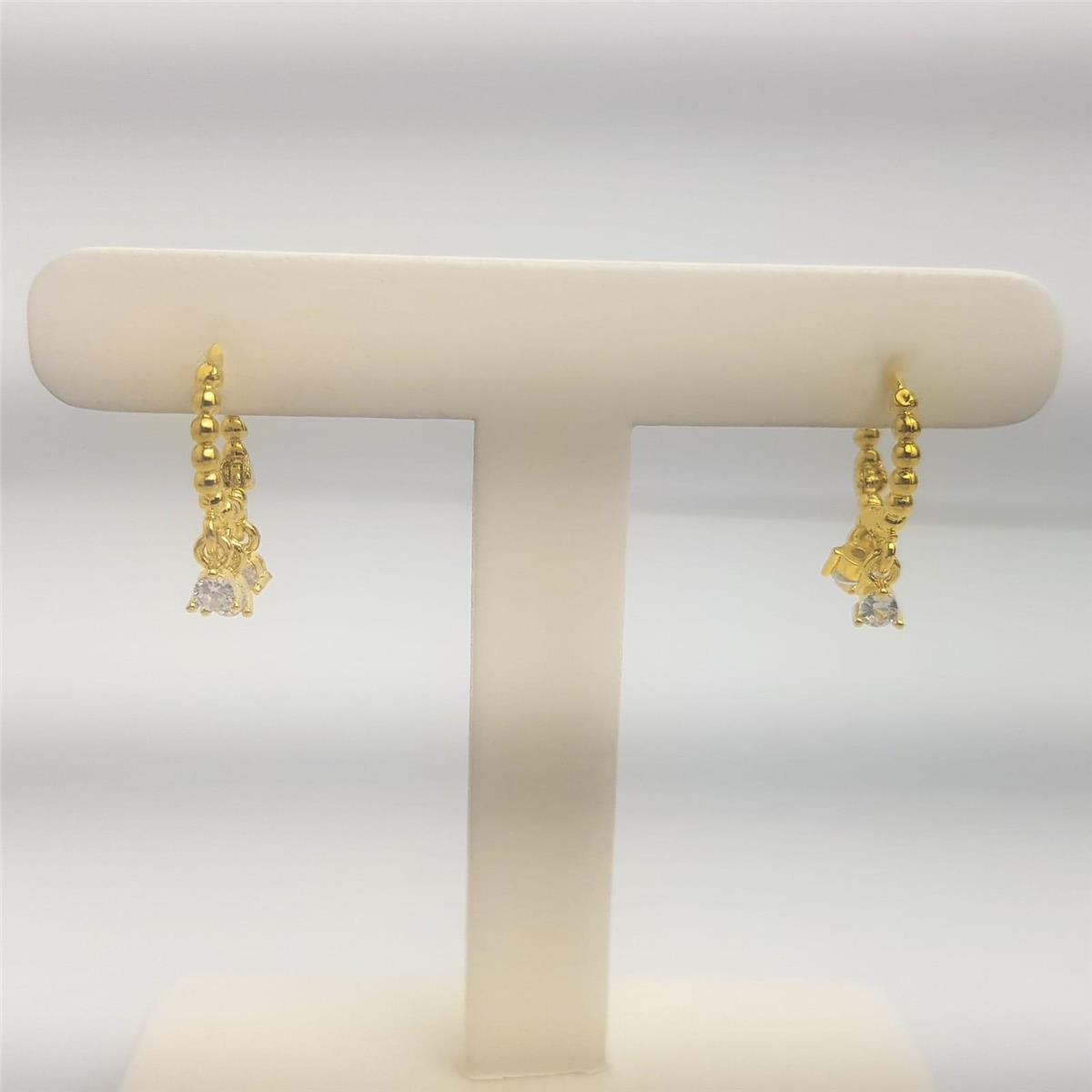 ARGOLA 1,3CM DE BOLINHA COM 3 PG MINI PONTO LUZ | BANHADO EM OURO 18K