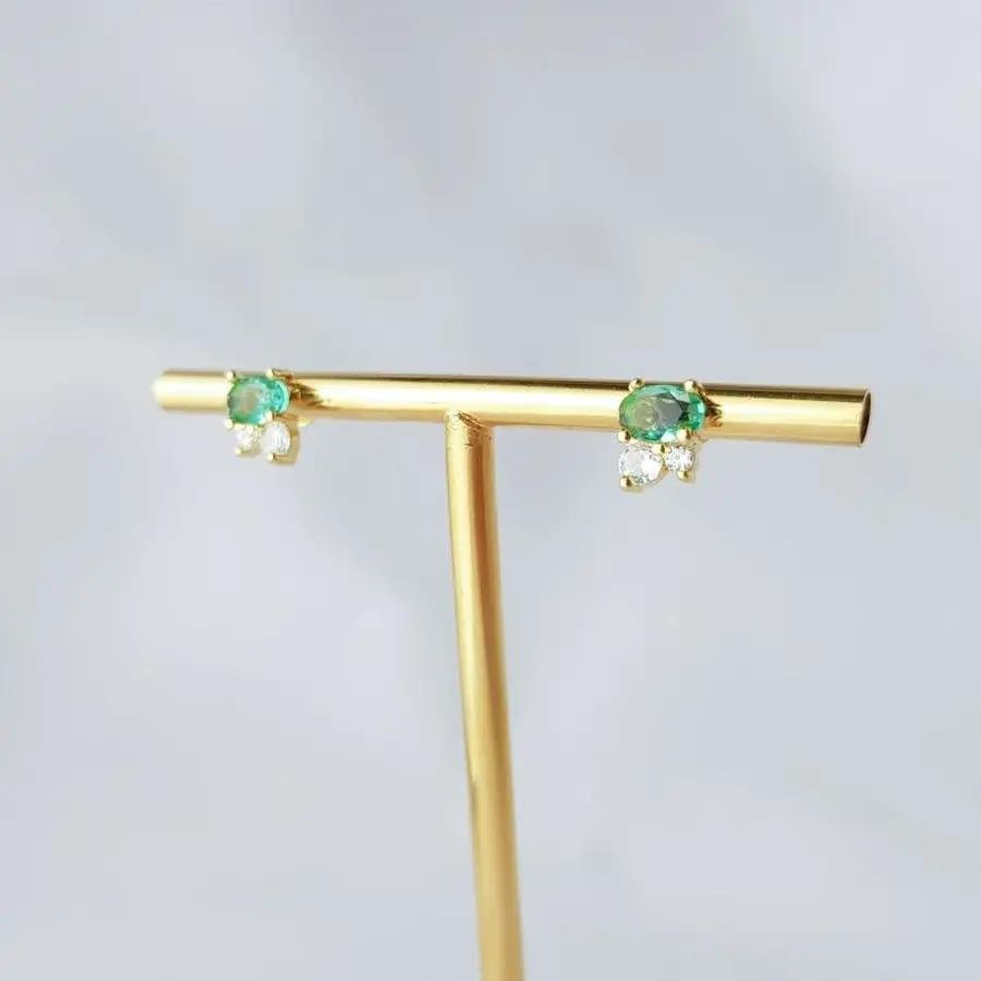 BRINCO EM ZIRCÔNIAS VERDE AGUA|6MM|BANHADO EM OURO 18K