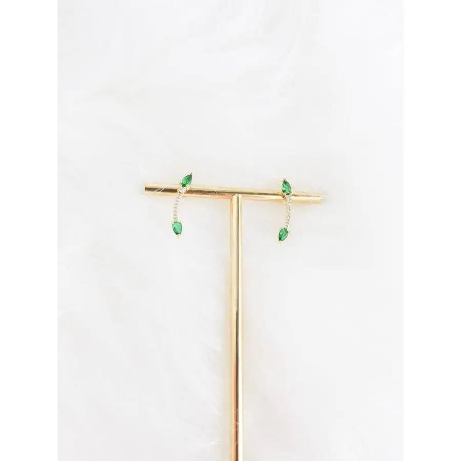 BRINCO EAR CUFF CRAV CRISTAL 2 GOTA VERDE NA PONTA