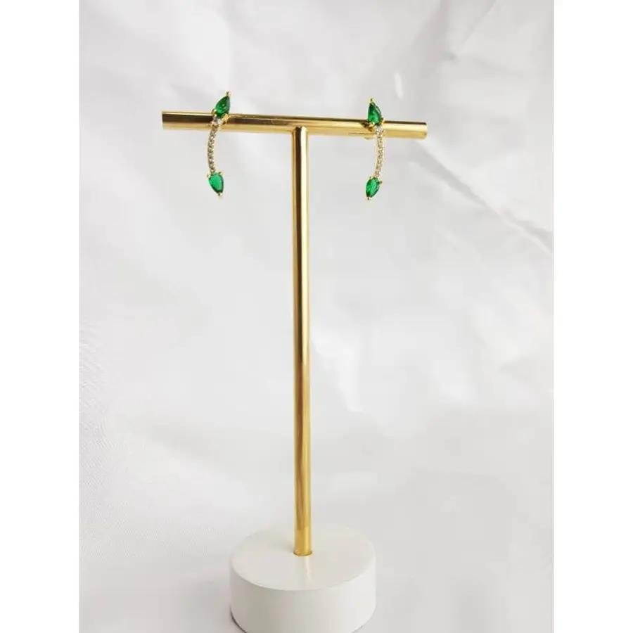 BRINCO EAR CUFF CRAV CRISTAL 2 GOTA VERDE NA PONTA