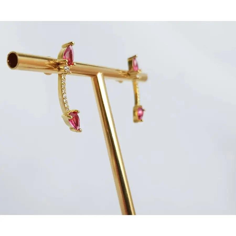 BRINCO EAR CUFF CRAV CRISTAL 2 GOTA ROSAS PONTA