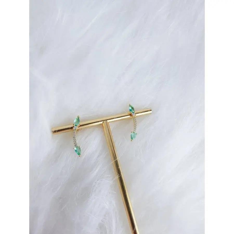 BRINCO EAR CUFF CRAV CRISTAL 2GOTA VERD.AGUA PONTA