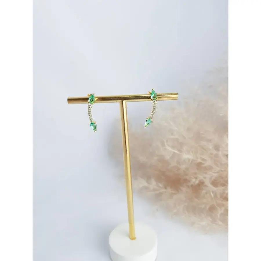 BRINCO EAR CUFF CRAV CRISTAL 2GOTA VERD.AGUA PONTA