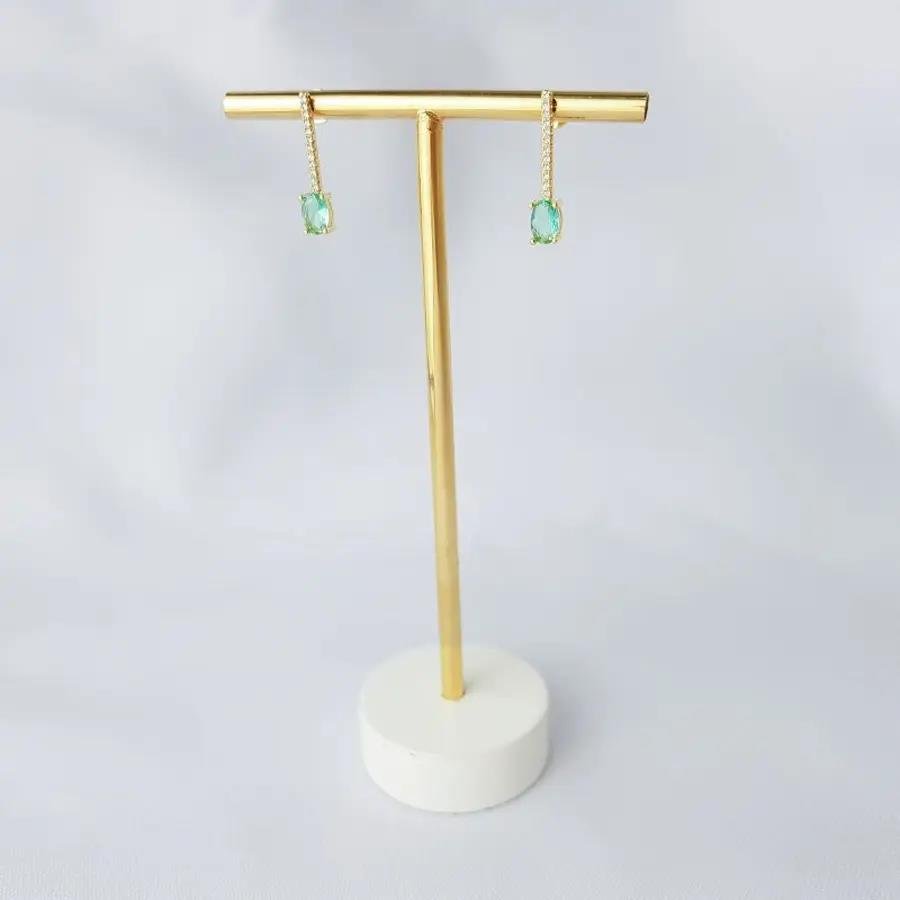 BRINCO FILEIRA CRAV C/ZIRC VERDE CRISTAL| 2CM|BANHADO EM OURO 18K